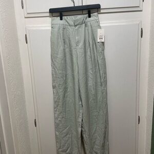 Light Green High Waist Wide Leg Trouser Pants